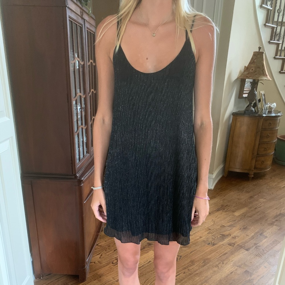 black shiny formal dress